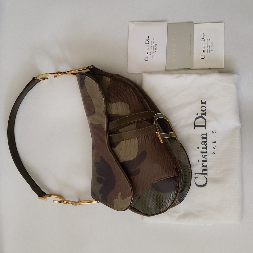 Y2K Rare Dior Camouflage Saddlebag - Picture 1 of 16